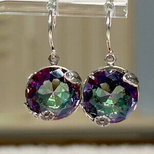 Sterling and mystic crystal drop earrings stamped 925